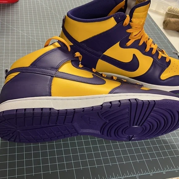 Nike Dunk Hi Retro sZ 15 Laker scheme inspired BRAND NEW NEVER WORN Box NO LID - Picture 7 of 14